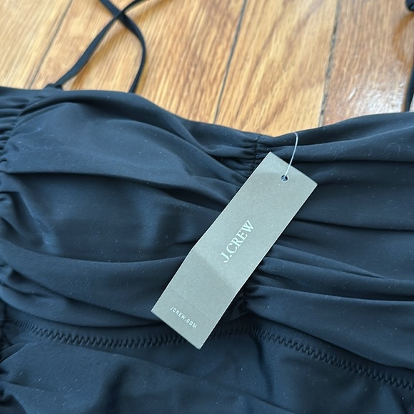 NWT J. CREW Ruched Tie Shoulder Black One Piece Swimsuit 8 summer vacation - Picture 2 of 4
